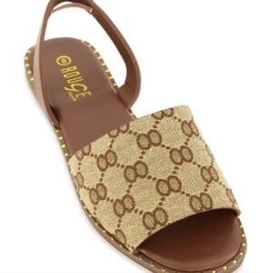 Trendy Tan and Brown Patterned Sandals
